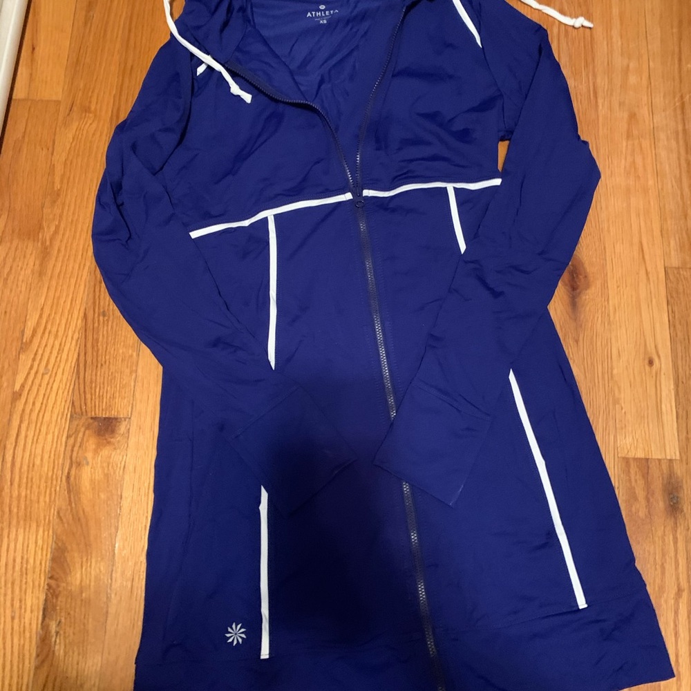 Athleta Spinnaker Sun Track Tunic Zip Up Blue Sweater Jacket XS - Picture 4 of 5